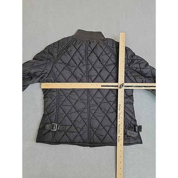 Schott Jacket Womens L Black Quilted Full Zip Pockets Belted Motorcycle - Picture 11 of 16